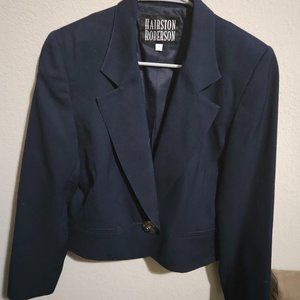 Vintage Hairston Roberson Crop Jacket - Navy Blue with western details